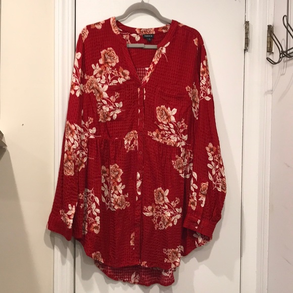 torrid Tops - Torrid Red Floral Tunic